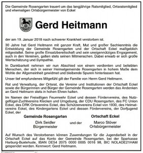 Trauer um Gerd Heitmann